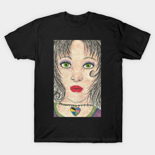 Green eyes girl woman T-Shirt by SamsArtworks